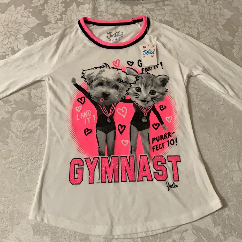 Justice Girls kitty Gymnast long sleeve